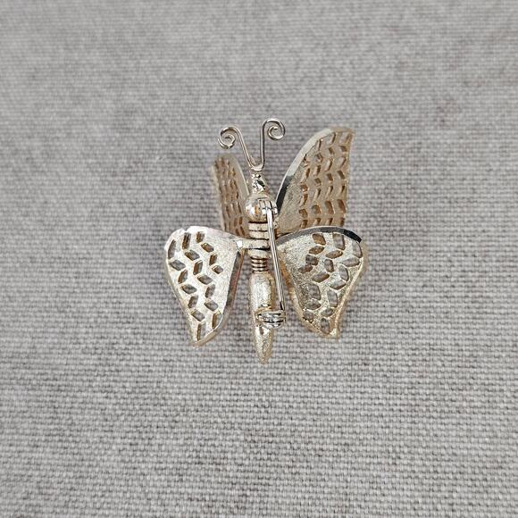VTG MCM Coro articulated goldtone butterfly pin brooch EUC - Picture 5 of 11